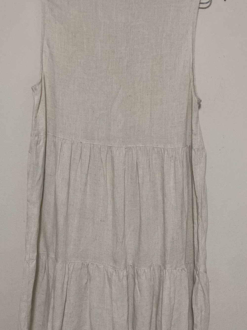 ONLY Sleeveless Button-Front Tiered Dress in Light Beige - Picture 2 of 6